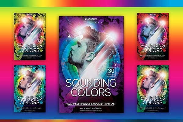 时尚高端绚丽色彩的海报模板 Sounding Colors [psd]