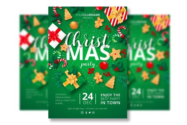 时尚高端好用的矢量圣诞节新年礼物礼品海报宣传单DM设计模板