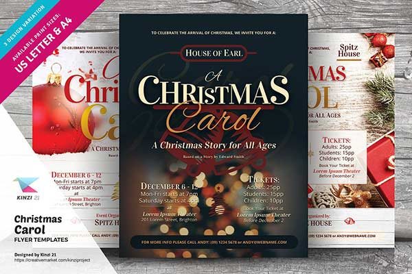 圣诞之歌海报模板 Christmas Carol Flyer Templates [psd]