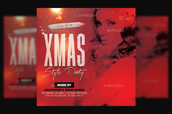 时尚人物风格的圣诞节庆祝海报模板 Christmas Celebration Flyer [psd]