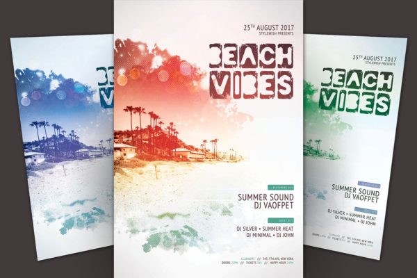 海滩音乐节传单模板 Beach Vibes Flyer Template
