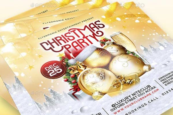 现代风格的圣诞节派对海报模板 Christmas Party Flyer Template [psd]
