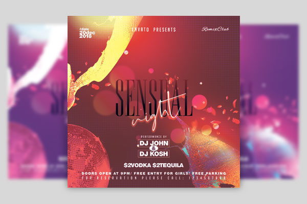 时尚高端的夜总会宣传海报模板 Night Club Flyer Template [psd]