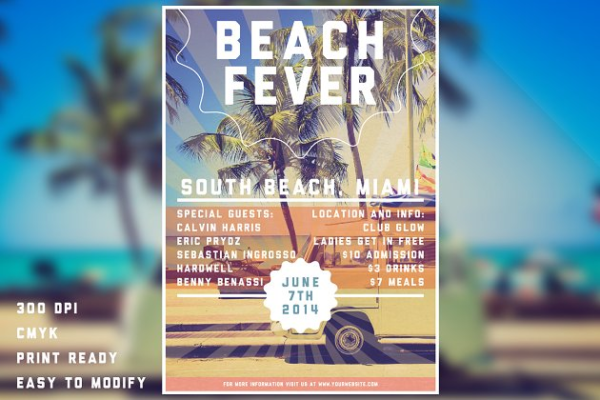激情热带海滩活动传单模板 Beach Fever Flyer