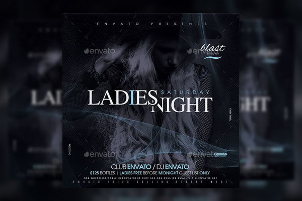 酷酷的夜总会聚会海报模板 Ladies Night Flyer Template [psd]