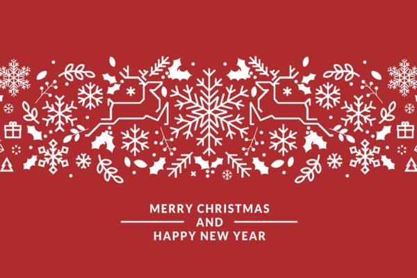 2019年新年贺卡海报剪纸装饰元素矢量图形 Merry Christmas and Happy New Year 2019