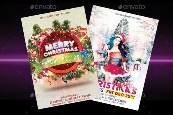 极具圣诞节氛围的海报模板 Christmas Flyer Bundle [psd]