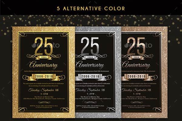 风格优雅的周年庆典海报模板 Elegant Anniversary Invitation [psd]