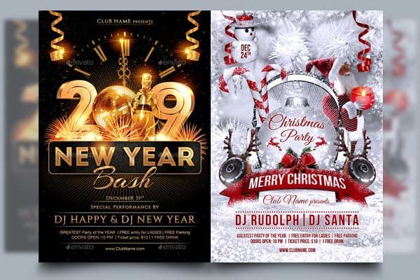 高品质的假日（圣诞节&新年）海报模板合辑 Holiday Bundle [psd]