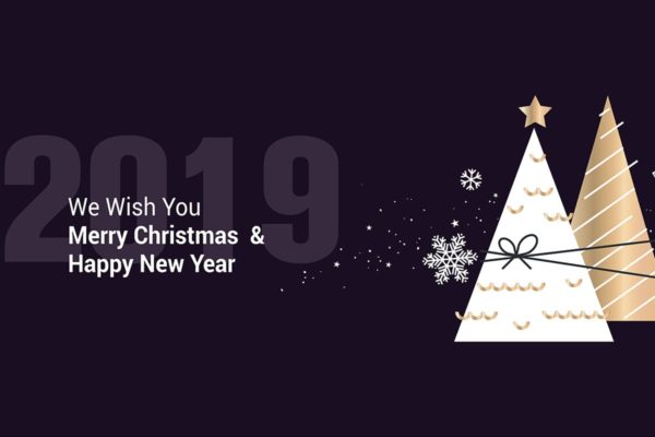 圣诞节&2019年新年简约风格贺卡海报设计素材 Merry Christmas and Happy New Year 2019