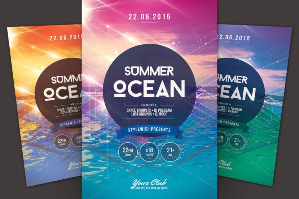 夏季海滩派对活动传单模板 Summer Ocean Flyer Template