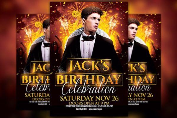 生日庆祝活动宣传传单模板 Birthday Celebration Flyer Template