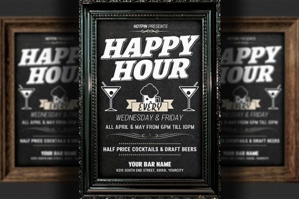欢乐时光活动海报设计模板 Happy Hour Flyer Template