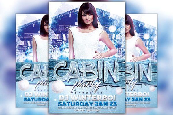 DJ音乐派对俱乐部活动传单模板 Cabin Party Flyer Template