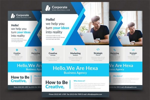 简洁专业的企业商务合作宣传单模板 Corporate Flyer