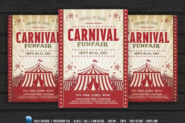 嘉年华&游乐园活动宣传海报传单设计模板 Carnival & Fun Fair Flyer Poster