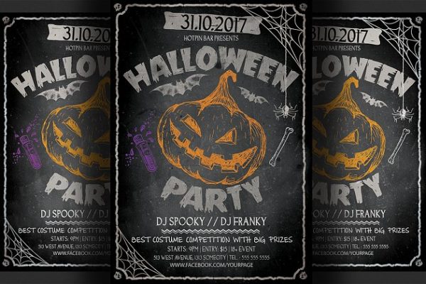 现代万圣节传单模板 Halloween Flyer Template