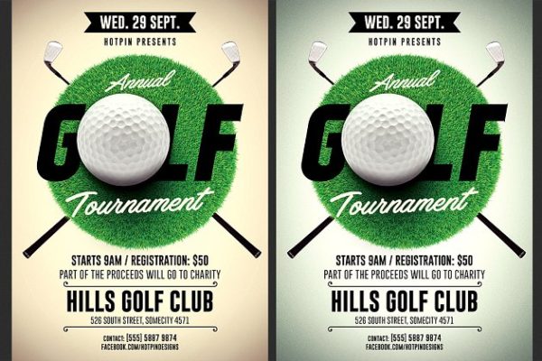 现代高尔夫比赛传单模板 Golf Tournament Flyer Template