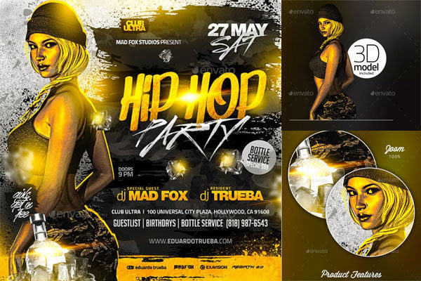 街头嘻哈派对传单模板