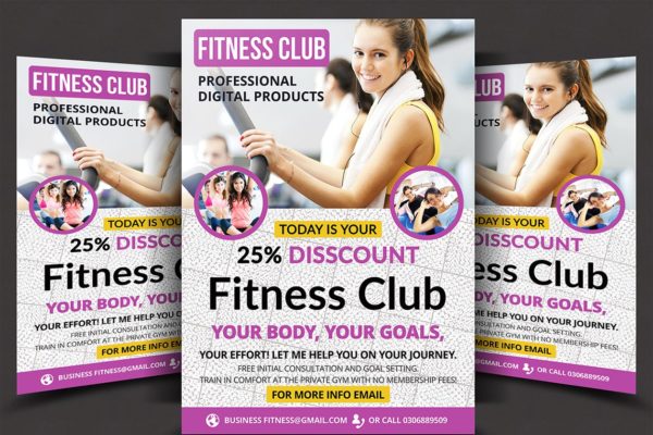 健身俱乐部海报宣传传单模板 Fitness Flyer