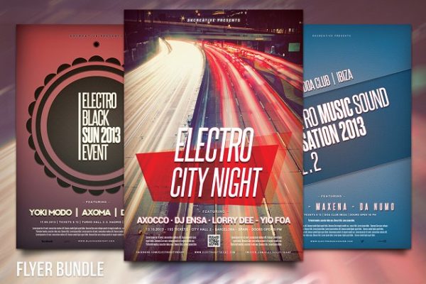 抽象城市道路海报设计传单模板 Flyer Bundle -3 different Flyer