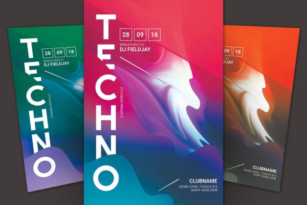 抽象炫感科技馆活动宣传模板 Techno Flyer Template