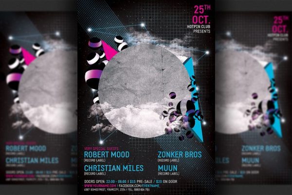 现代极简派对传单设计模板 Minimalistic Party Flyer Template