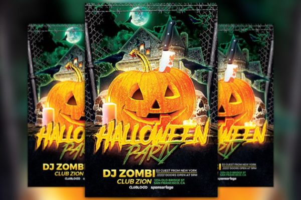 万圣节派对传单模板 Halloween Party Flyer Template