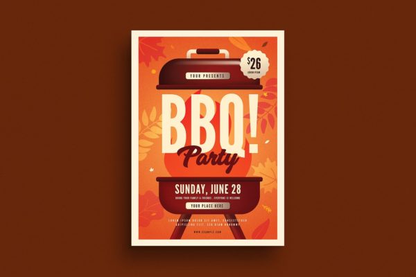秋季烧烤派对海报设计模板 Autumn BBQ Party Flyer