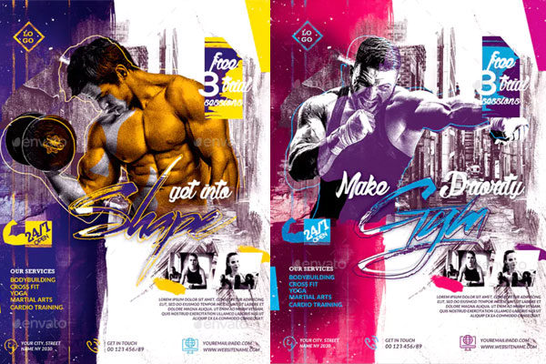体育健身房业务广告海报传单模板素材下载
