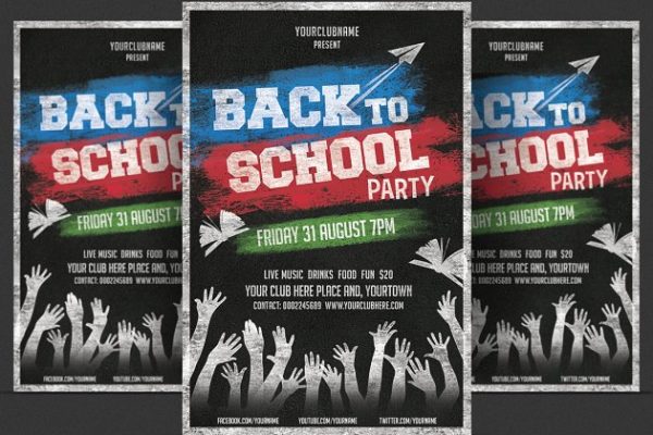 重返校园系列派对活动单页宣传模板 Back to School Flyer