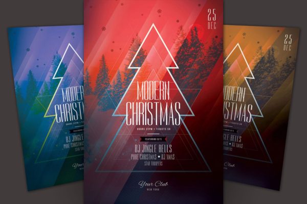 创意现代圣诞节日宣传传单模板 Modern Christmas Flyer Template