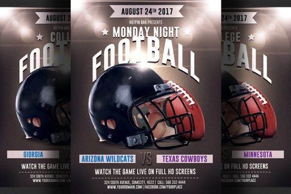 足球比赛宣传传单模板 Football Game Flyer Template 2