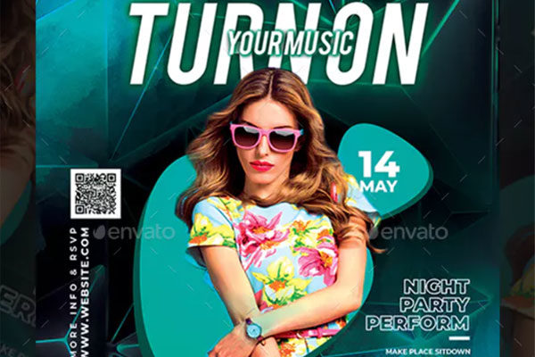 嘻哈电子音乐Dj夜活动派对海报传单模板