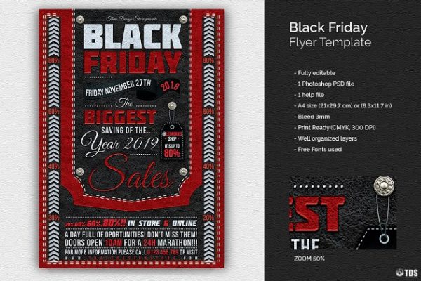 黑色星期五购物促销PSD广告模板 Black Friday Flyer PSD