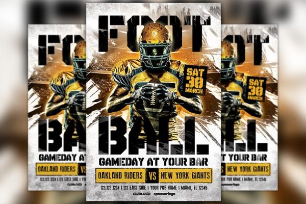 美国橄榄球比赛日传单模板 American Football Game Day Flyer
