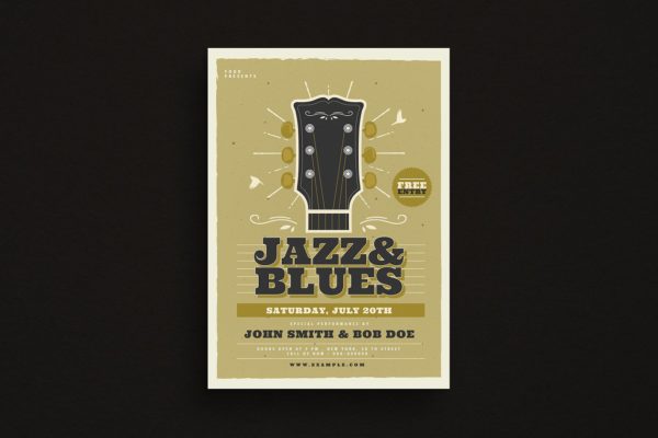爵士蓝调音乐活动宣传单设计模板 Jazz & Blues Music Flyer