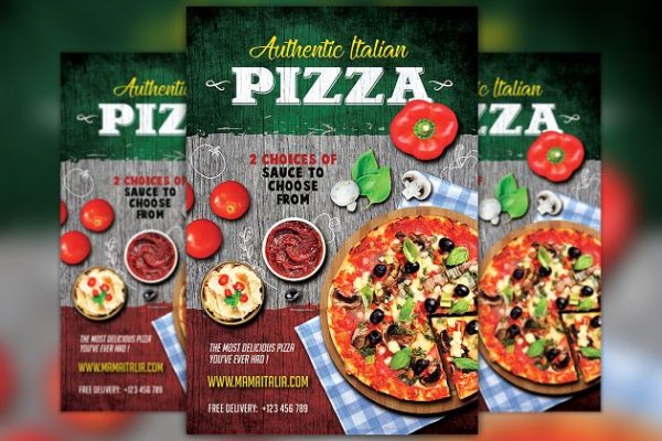 披萨餐厅海报设计传单模板 Pizza Restaurant Flyer Template