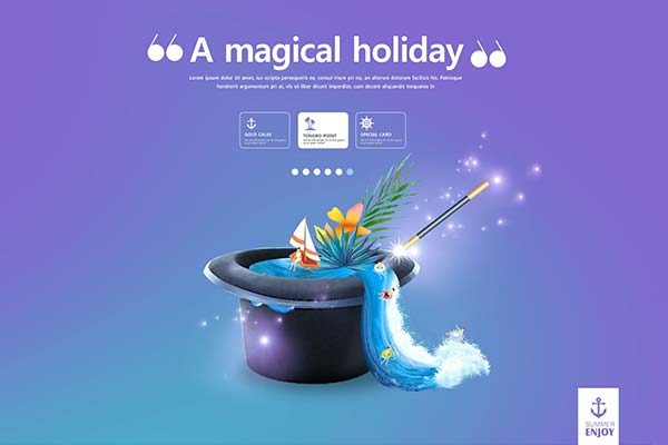 梦幻可爱创意度假广告模板PSD下载