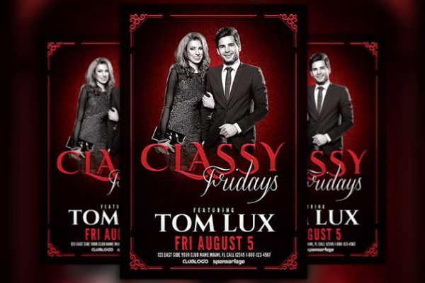 高端奢侈品品牌人物海报模板 Classy Fridays Flyer Template