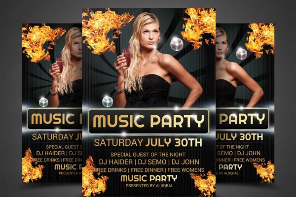 夜店夜场宣传海报设计模板 Night Party Flyer