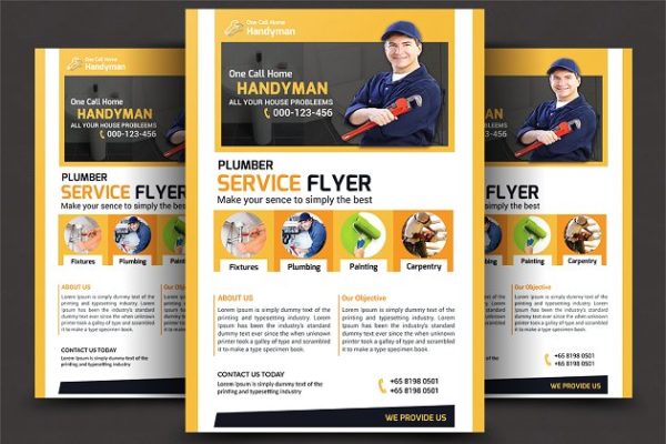 水管管道维修维护服务海报模板 Plumber Service Flyer