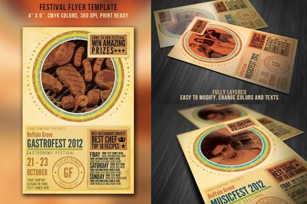 美食节宣传广告海报模板 Festival Flyer Template