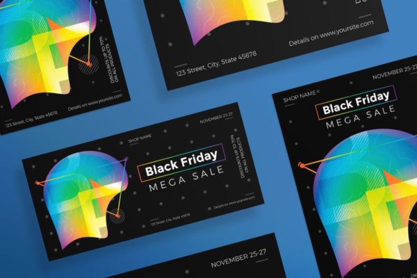 黑色星期五电商促销广告海报模板 Black Friday Sale Flyer and Poster Template