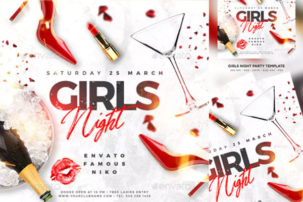 女孩性感之夜活动派对传单模板
