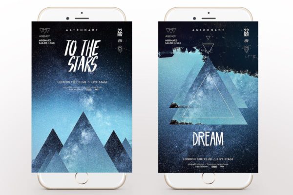 DJ派对星空背景海报传单模板 Galaxy Poster