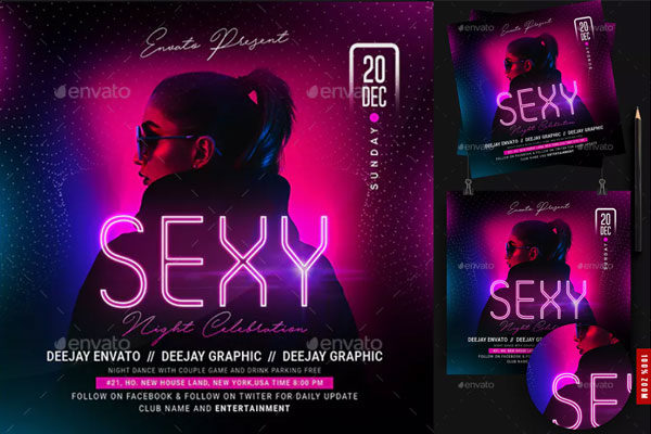 女士之夜派对传单模板