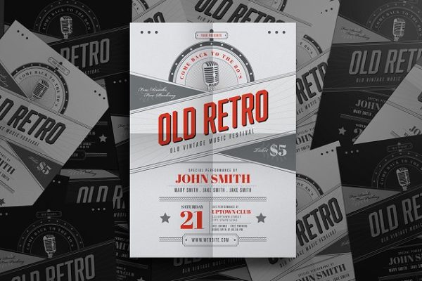复古独立音乐节宣传单模板设计素材 OLD Vintage Indie Flyer