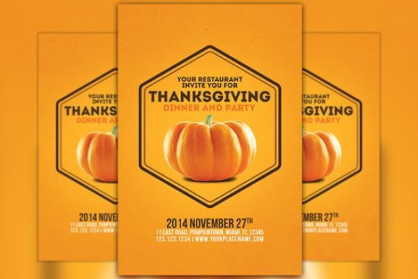 极简主义秋季感恩节传单设计模板 Minimal Thanksgiving Flyer Template