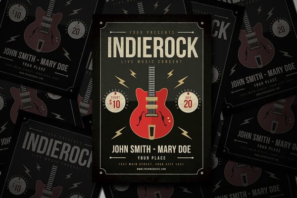 创意吉他演奏宣传海报设计素材 Guitar Poster